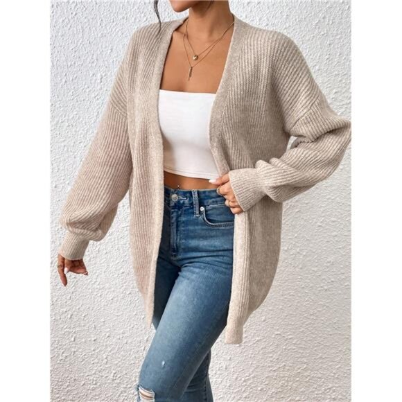 Open Front Drop Shoulder Duster Cardigan - Picture 4 of 6